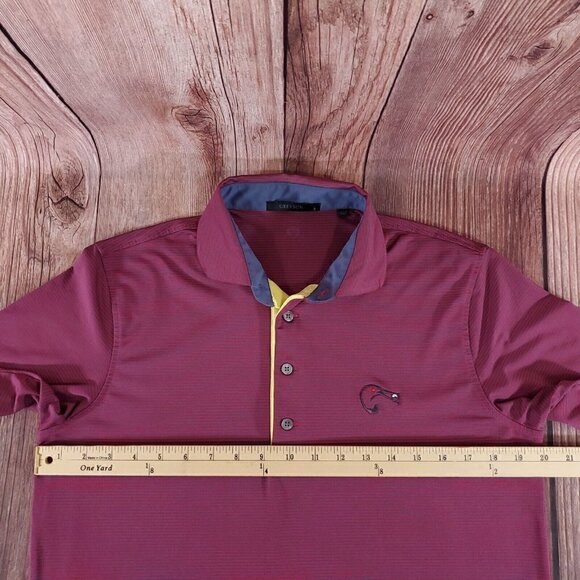 Greyson Mens Small Bird Embroidery Golf Ball Striped S/S Performance Polo Shirt - Picture 11 of 13